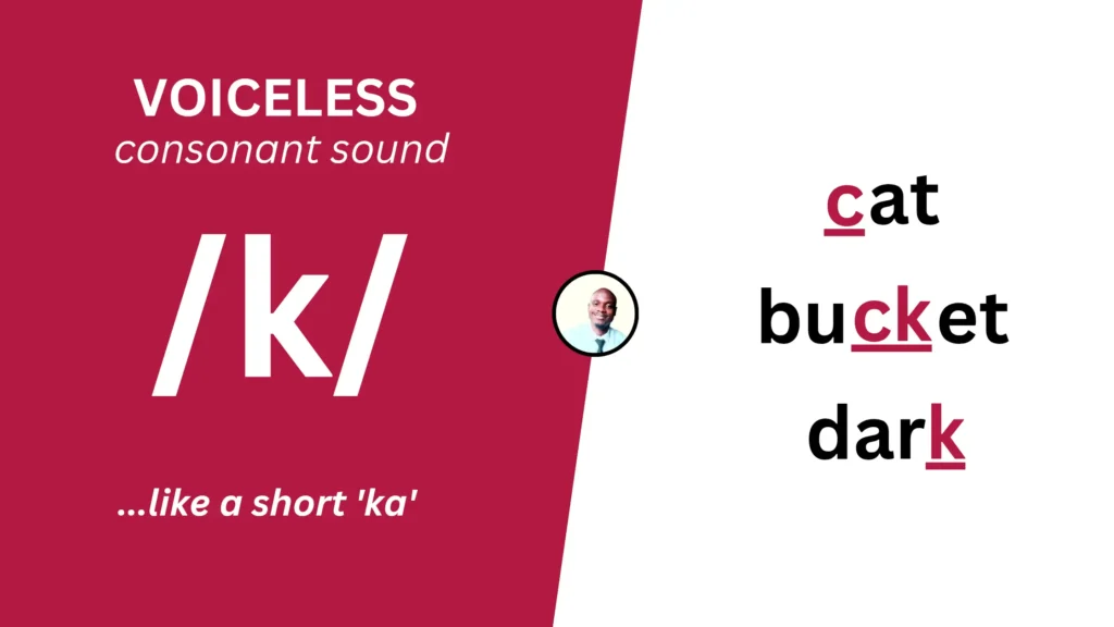 Voiceless consonant sound /k/