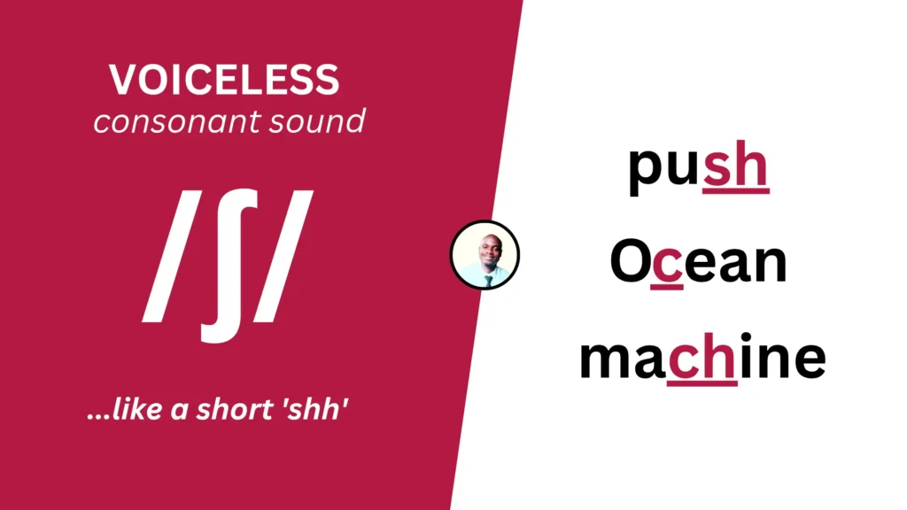 Voiceless consonant sound /ʃ/